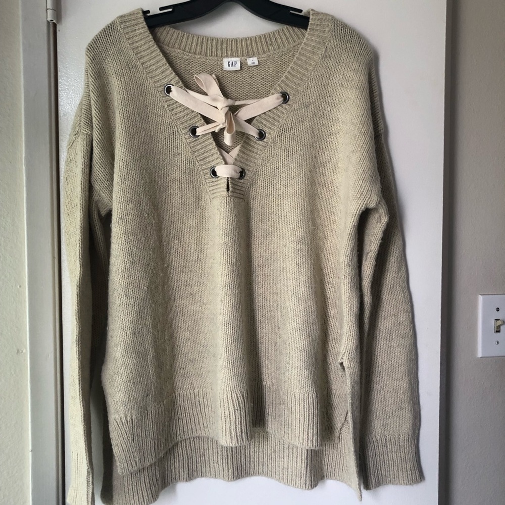 ***SOLD***Lace up VNeck Sweater